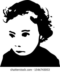 Little baby boy face stencil. Vector art.