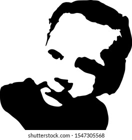 Little baby boy face stencil. Vector art.