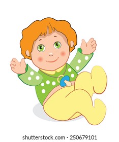 Little baby boy. Vector Image. Vector child. Crawling baby. Baby boy clothes. First step. Pleased with the child. Healthy child. Baby. Baby boy games. Baby boy age. Baby daycare.