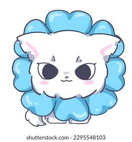 Little baby cat forger me not flowers so cute