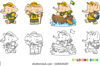 Little baby elephant. Scout camp Coloring book set