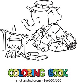 Little baby elephant. Scout camp coloring book