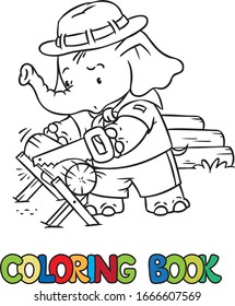 Little baby elephant. Scout camp coloring book