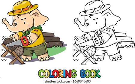 Little baby elephant. Scout camp coloring book