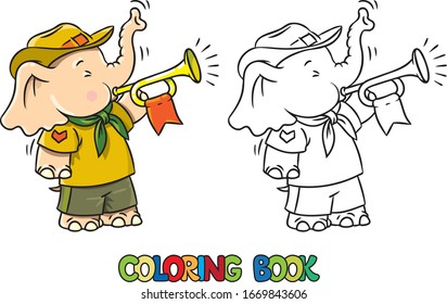 Little baby elephant. Scout camp coloring book