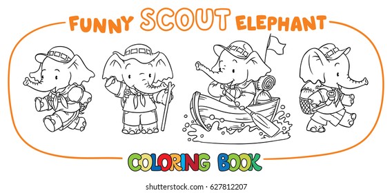 Little baby elephant. Scout. Coloring book set