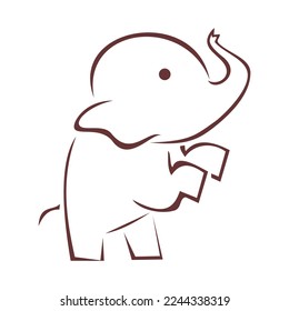 
little baby elephant silhouette line art logo 