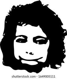 Little baby face stencil on a white background. Vector art.