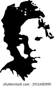 Little baby face stencil on a white background. Vector art.