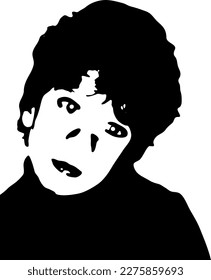 Little baby face stencil on a white background. Vector art.