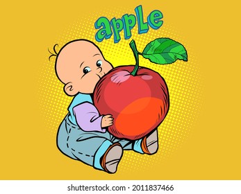 little baby favorite cute baby eating an apple