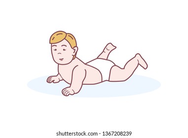 Little baby in flat style vector illustration.