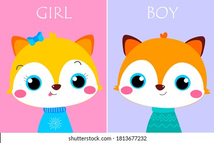 Little baby fox boy and girl