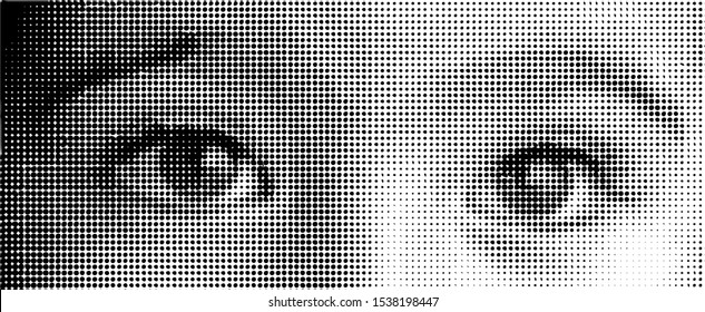 Little baby girl eyes halftone. Vector art