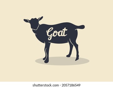 Little Baby Goat Cartoon vector illustration Isolated on White Background. Goat Word Typography Template.