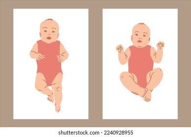 Little Baby, newborn, Poster vector set. 