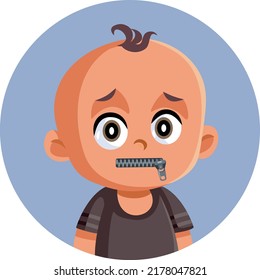 
Little Baby Not Speaking Yet Vector Concept Illustration. Child with speech delay unable to communicate his needs
