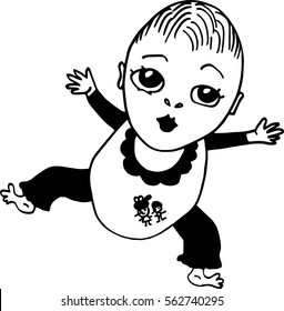 A little baby with open arms.