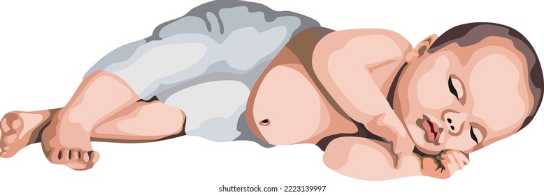 Little Baby Sleep Vector Illustration
