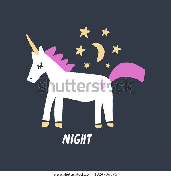Little baby unicorn. Vector nursery lettering doodle\
poster and postcard in scandinavian style, trendy children\
illustration, cute animals\
art