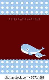 little baby whale arrival greeting card