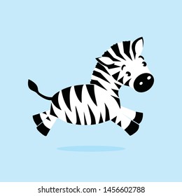 Little Baby Zebra - Funny Jumping Character Logo Design Vector for Childern, Kids, Education, other