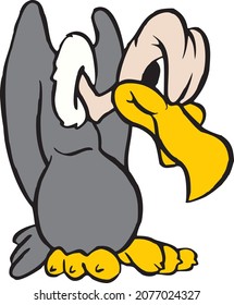 Little Bad Bird Vulture Cute Cartoon Character Mascot Halloween Vector