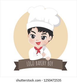 The little bakery boy chef's logo is happy,tasty and sweet smile.