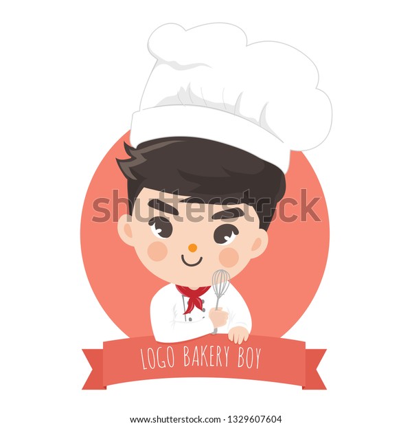 Little Bakery Boy Chefs Logo Happy Stock Vector Royalty Free