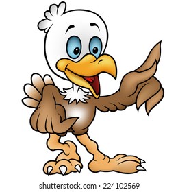 Little Bald Eagle - Colored Cartoon Illustration, Vector
