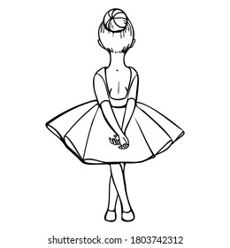 the little balerina stands with her back linear drawing of contra