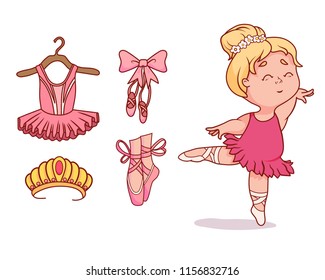 Little ballerina dance in pink dress