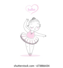 The little ballerina is dancing. Vector illustration.