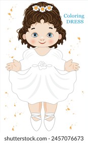 Little ballerina with dress easy to paint for children