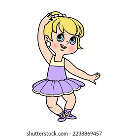 Сartoon little ballerina girl dancing color variation for coloring page isolated on a white background