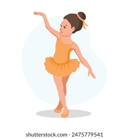 Little ballerina girl in pointe shoes dances. Illustration, vector