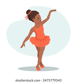 Little ballerina girl in pointe shoes dances. Illustration, vector