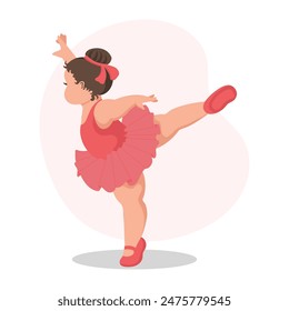 Little ballerina girl in pointe shoes dances. Illustration, vector