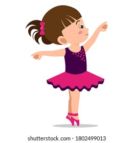 Little Ballerina Girl Posing Ballet Dance on a White Background