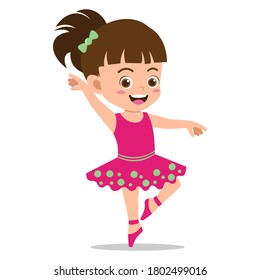 Little Ballerina Girl Posing Ballet Dance on a White Background