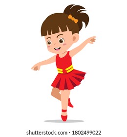 Little Ballerina Girl Posing Ballet Dance on a White Background