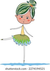 A little ballerina girl. Vector file for designs.