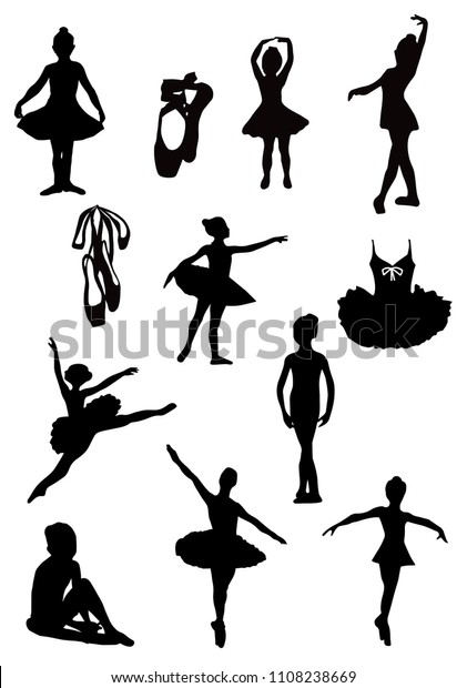 Little Ballerina Silhouettes Stock Vector (Royalty Free) 1108238669 ...