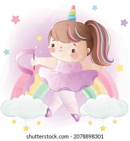 Little Ballerina in a Unicorn Dress