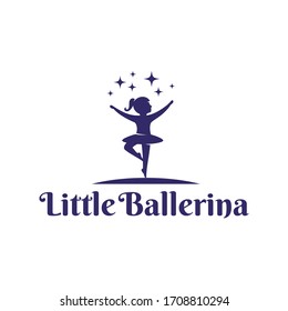 Little ballerina vector icon. Dance school for kids emblem.