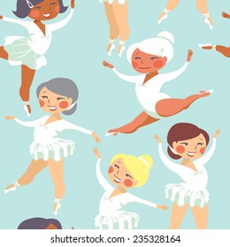 Little ballerinas seamless pattern