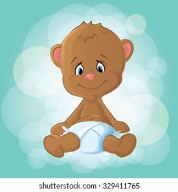little bear with blue background