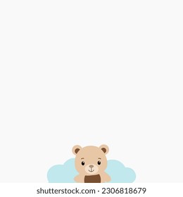Little Bear cartoon in white template background