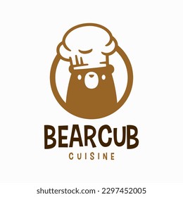 Little Bear Chef Restaurant Küche Cartoon Maskottchen Logo Vektorsymbol Illustration