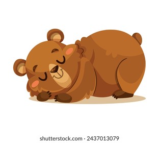 Pequeño Oso Cachorro con Hocico Lindo Dormir Vector Ilustración